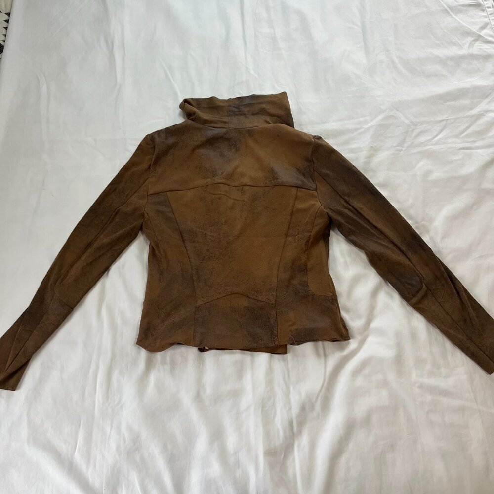 Philosophy Republic Brown Faux Leather Zip Cup Jacket | Size 4 - Picture 8 of 9